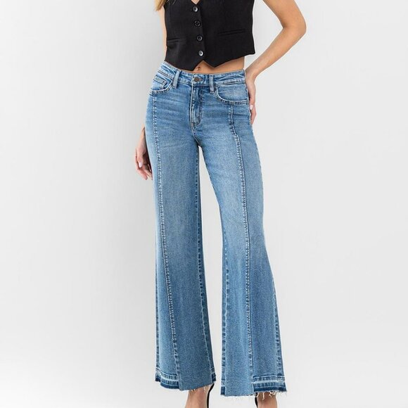 NWT Flying Monkey Super High Rise Split Seam Wide Leg Jeans - Picture 9 of 10